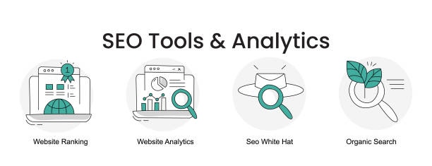 Illustration of top free Google SEO tools in 2025 with icons like Search Console, Analytics, and PageSpeed Insights helping improve website rankings.